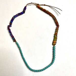 Turquoise, purple and orange beaded crystal gemstone necklace. New
